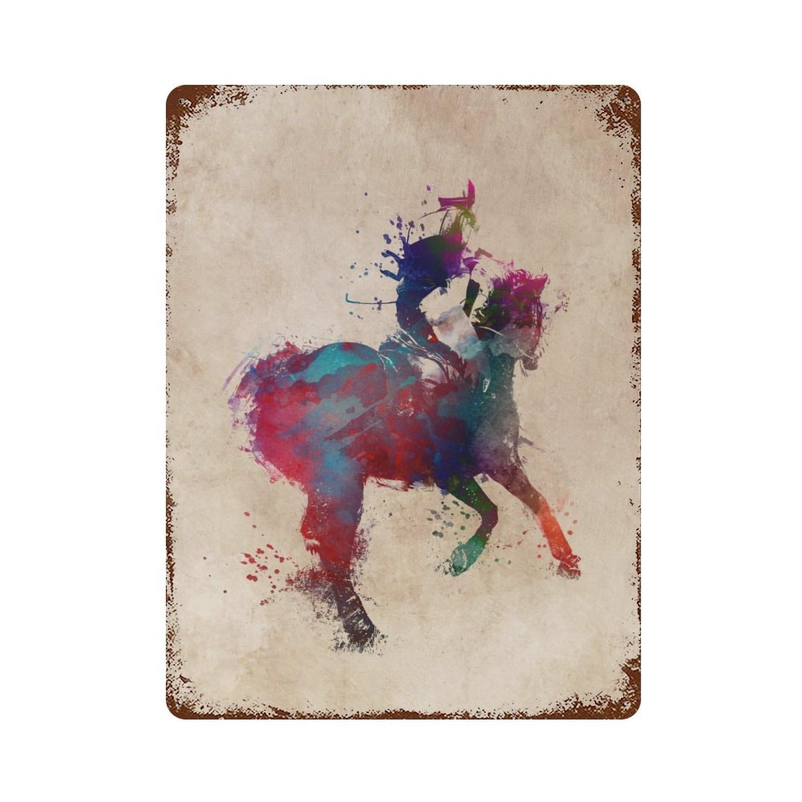 Riding Aged Metal Wall Plaque 15.7"x11.8", Industrial Home Decor for Pub, Kitchen And Man Cave Decor