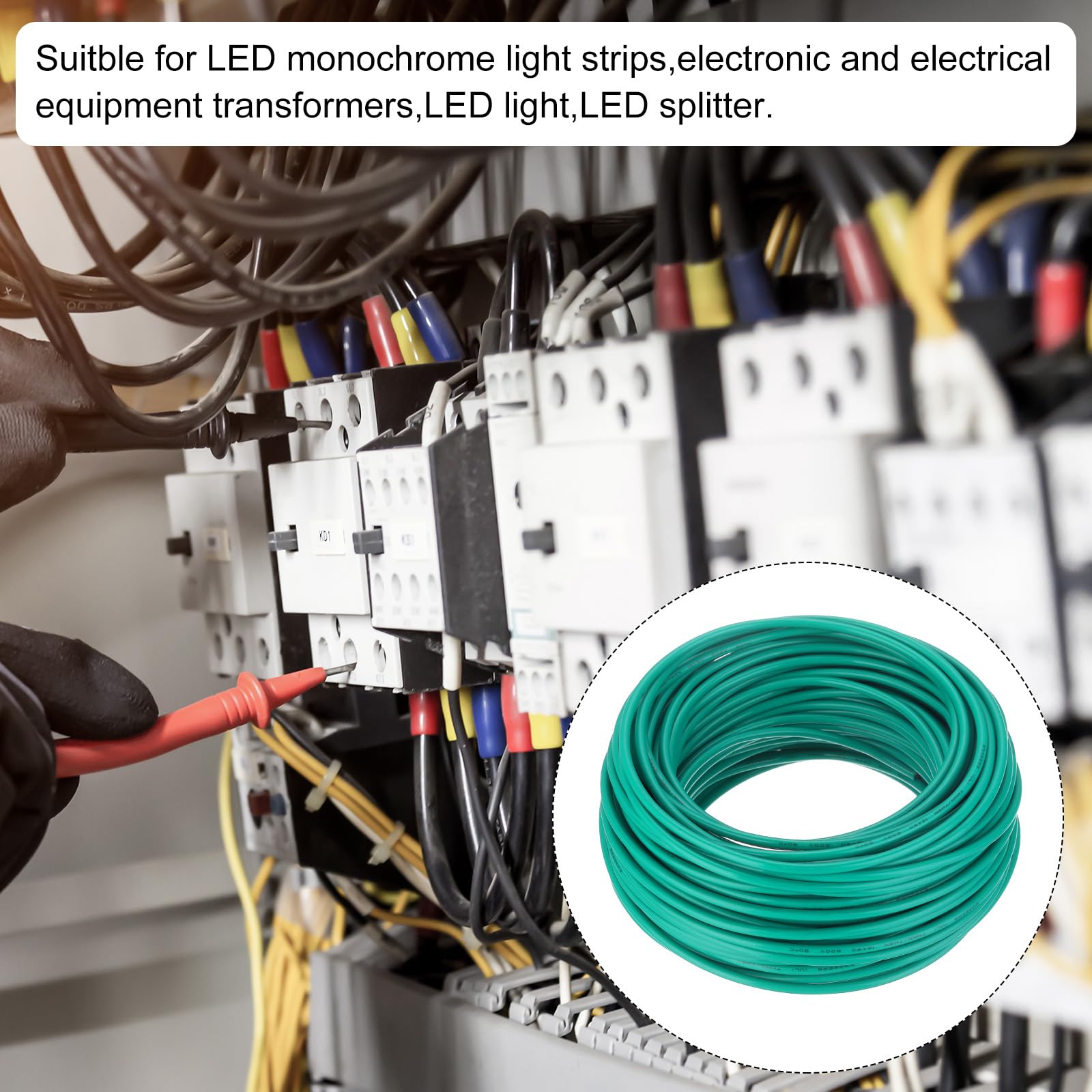 QUARKZMAN Cable Eléctrico Aislado Cobre Trenzado 12 AWG 100 Pies Cable Conexión THHN Cable Para Timbre Cableado Industrial Cableado Para Remolques Para 600 Voltios Listado UL Verde