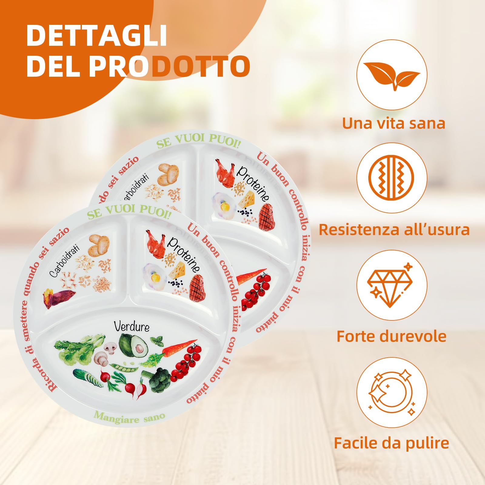 Yuecda Plato De Control De Porciones: Tu Aliado Para Una Alimentación Saludable | Guía Visual Para Adelgazar | Melamina | Regalo Motivador