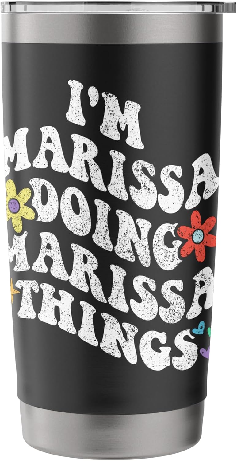 Retro Groovy Im MARISSA Doing MARISSA Things Funny Mother's Stainless Steel Insulated Tumbler