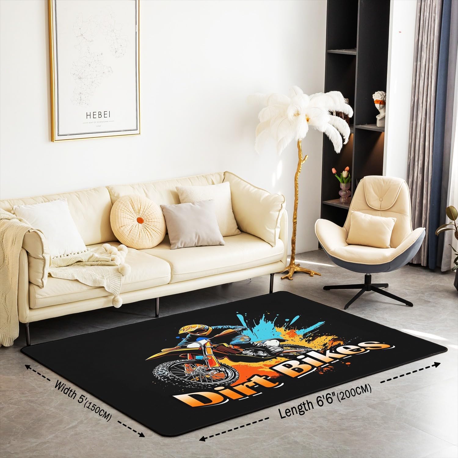 Feelyou Dirt Bike Indoor Floor Mat Kids Boys Girls Area Rug 3x5 Racing Motocross Rider Living Room Rugs Teen Ultra Soft Extreme Sports Accent Rug Motorcycle Racer Decorative Rug Doormats Floor Mat