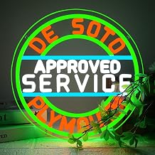 WonderfulLife De Soto Approved Service Plymouth Vintage Classic Car or Automotive Repair Service Neon Sign,Dimmable Led Lights for Garage,Bright and Eye-Catching Wall Art.