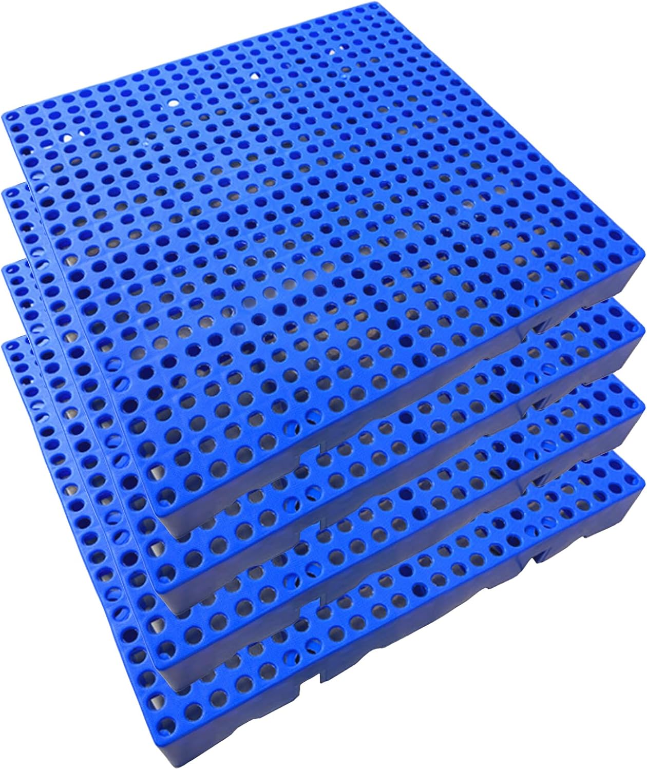 Non-Slip Plastic Pallet, 4 Pcs Breathable Nestable Warehouse Board with Strengthened Bottom, Moisture-Proof Grid Pad for Balcony Outdoor Storage,40x40x5cm