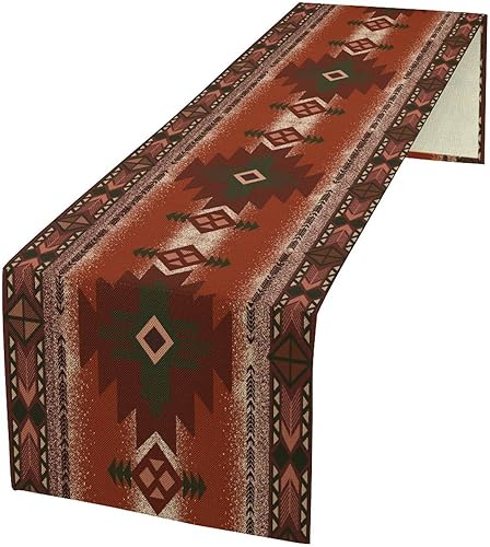 Miniatura 33 de Camino de mesa de mediados de siglo, bandera retro atómica Starburst de los años 50 abstracto geométrico espacio decoración de mesa para el hogar,