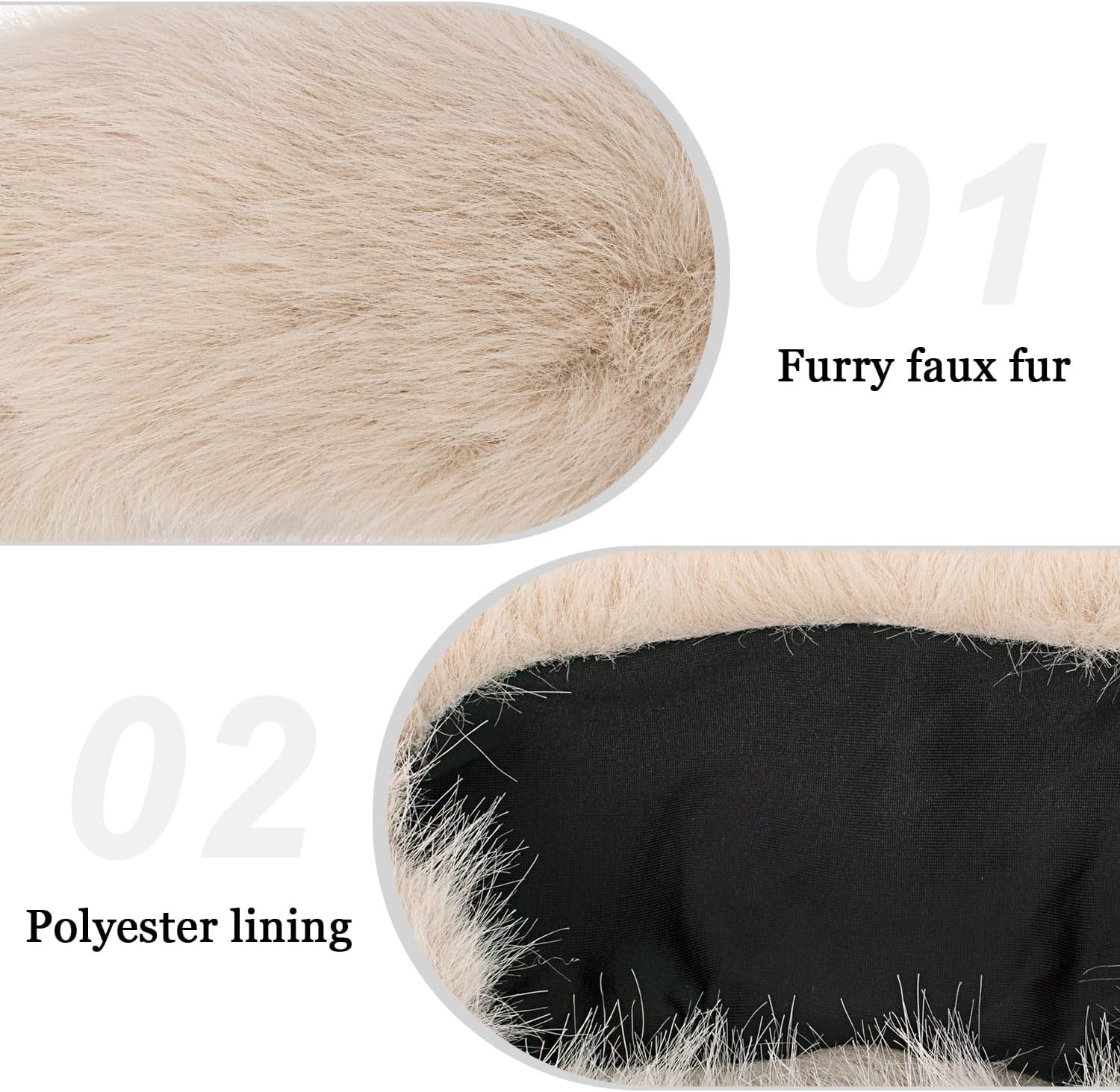 Peicees Faux Fur Headband, Womens Thermal Elastic Hairband Ear Warmer Furry Fleece Russian Hat for Winter Costume Party - Image 2