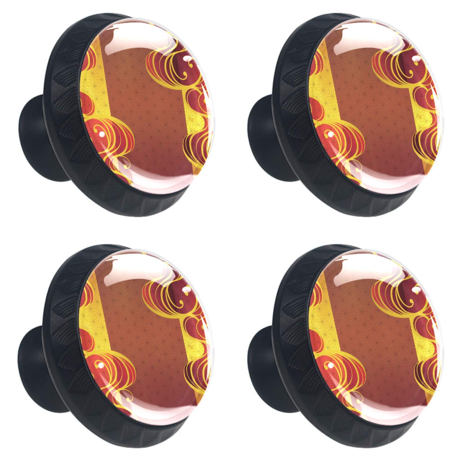Boutons de meuble en verre de 30 mm motif japonais pour tiroir et placard