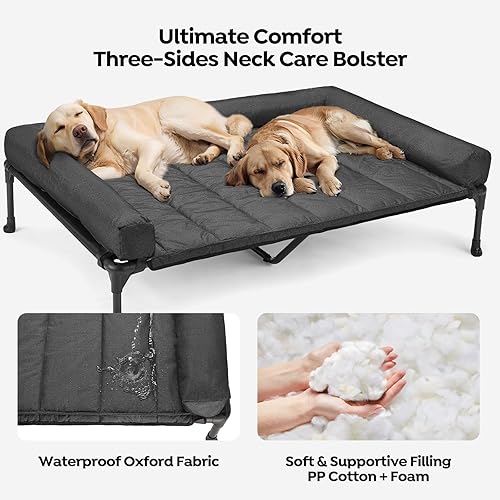 Miniatura 3 de Veehoo - Cama elevada refrescante para perro con cojín impermeable removible, malla transpirable Teslin, patas antideslizantes y diseño tipo sofá