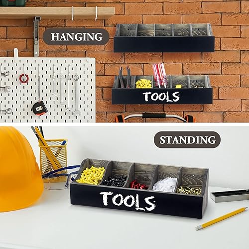 Miniatura 2 de MyGift Juego de 2 organizadores de herramientas ajustables, contenedores de almacenamiento de herramientas utilitarias de montaje en pared en