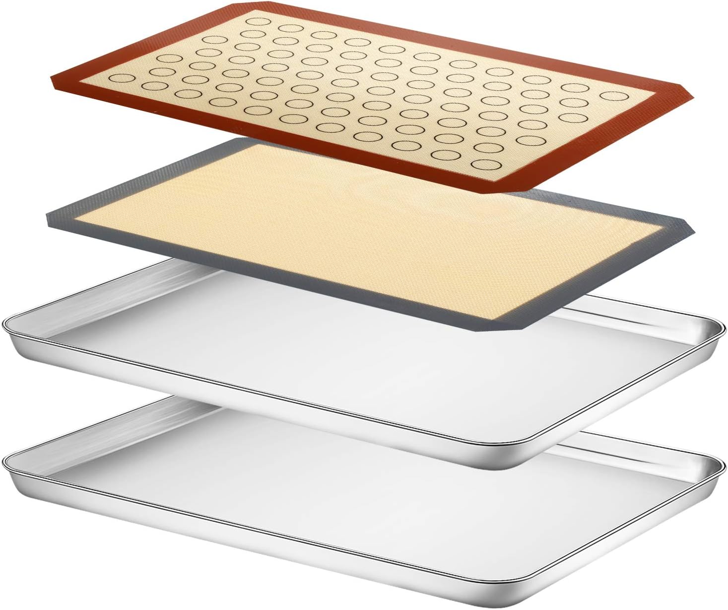 Baking Sheet with Silicone Mat Set, Yododo Set of 4 (2