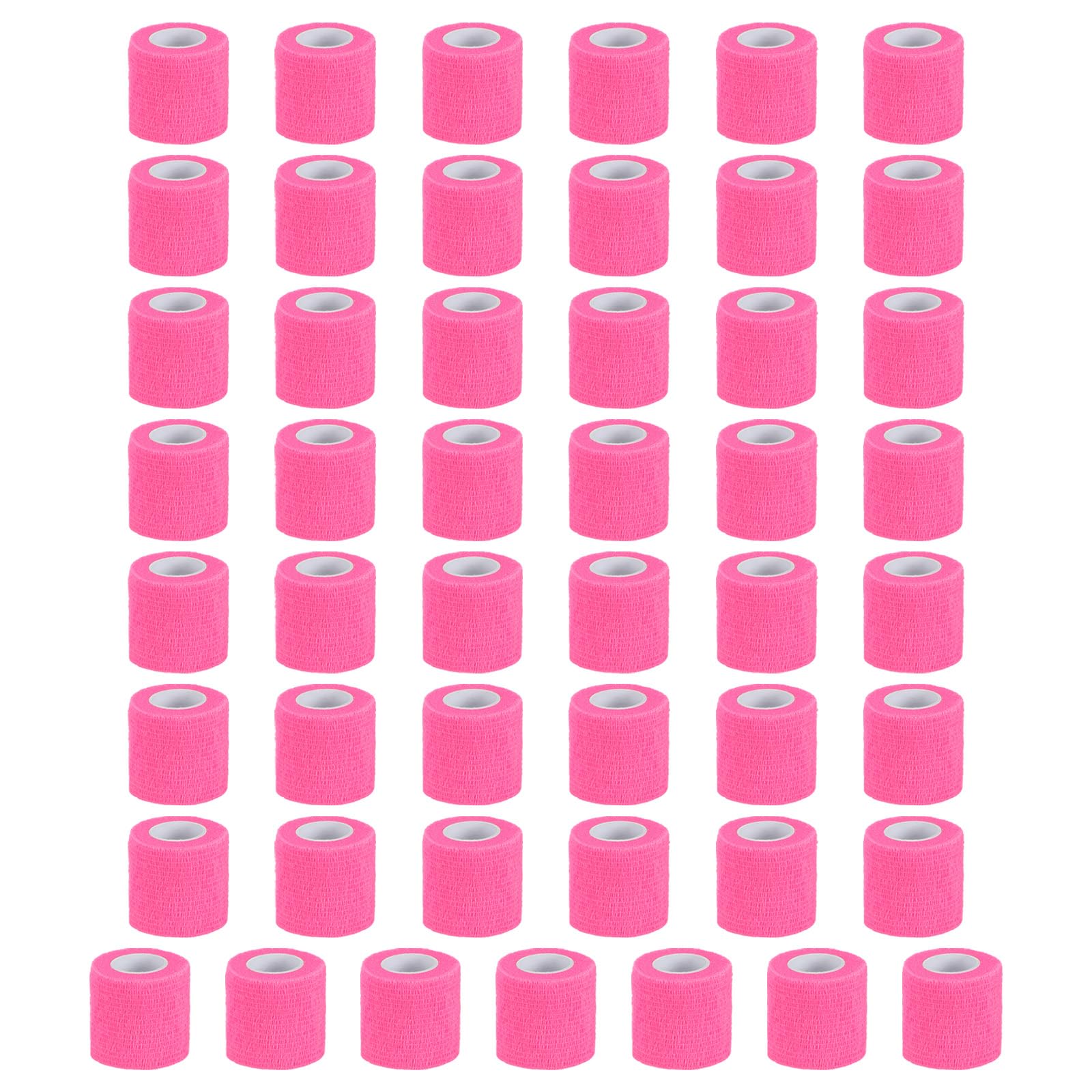 PATIKIL Benda Autoadesiva Avvolgibile 177" x 2", 50 Pezzi Benda Elastica Autoaderente Autotraspirante Per Sport Stretch Atletica Polso Caviglia Nastro Esterno, Rosa Brillante
