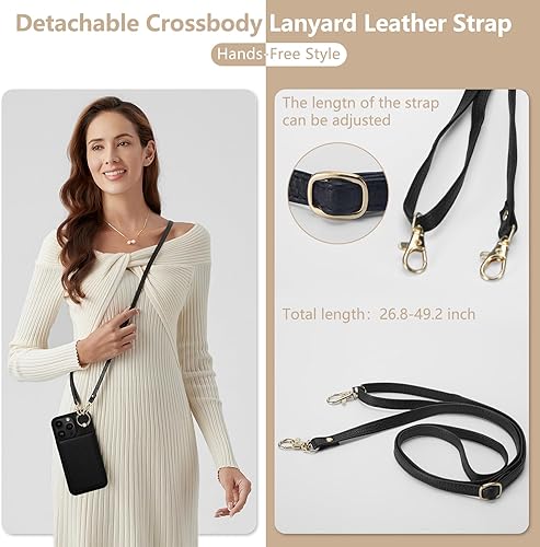 Miniatura 2 de Keallce Funda para iPhone 15 Pro Max de 6.7 pulgadas, funda tipo cartera cruzada desmontable con soporte para tarjetas de bloqueo RFID, anillo de