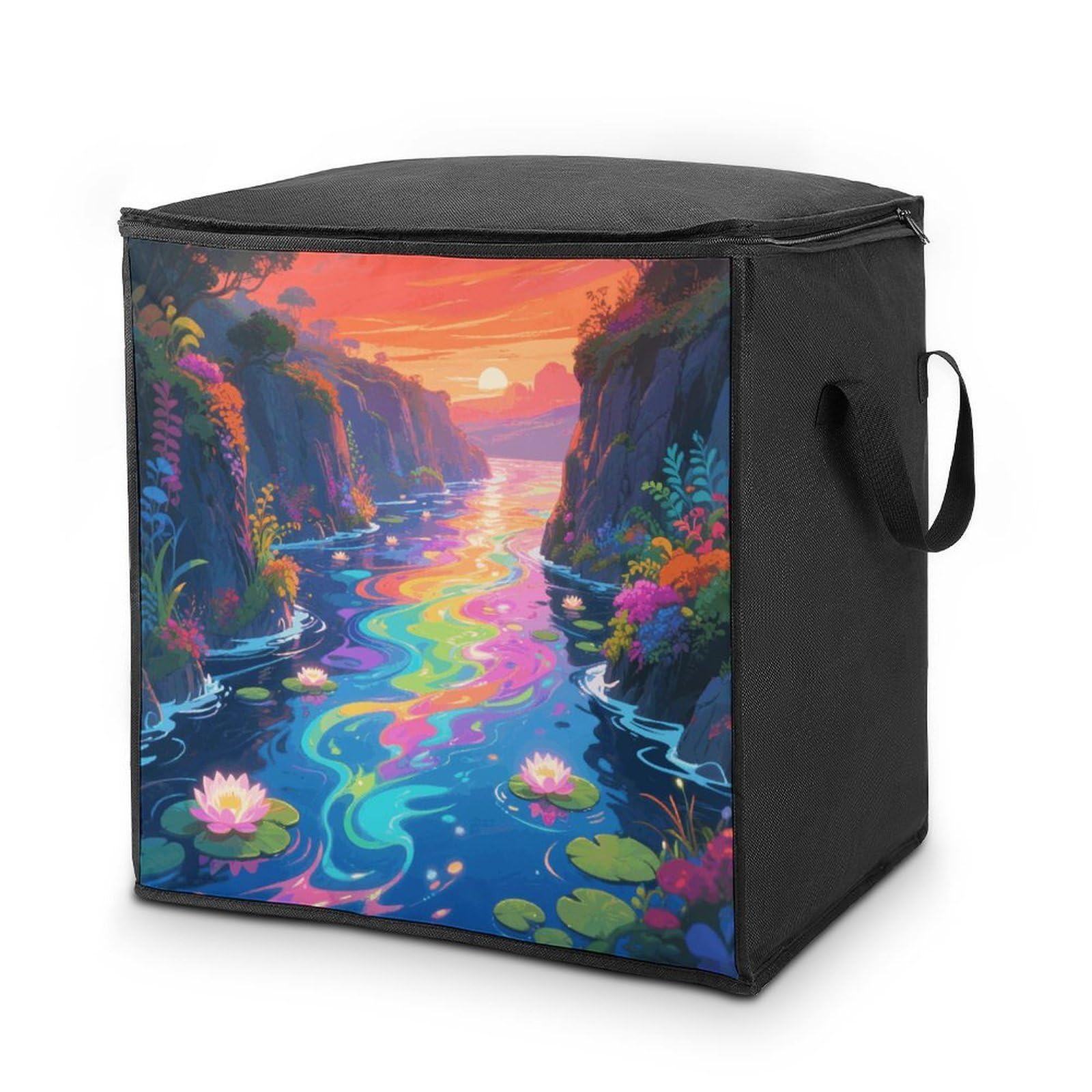 Shining River Large Storage Bags with Zippered Storage Organizers Bag Clothes Storages Bins with Lids Foldable Storages Containers with Reinforced Handles for Blanket Bedding