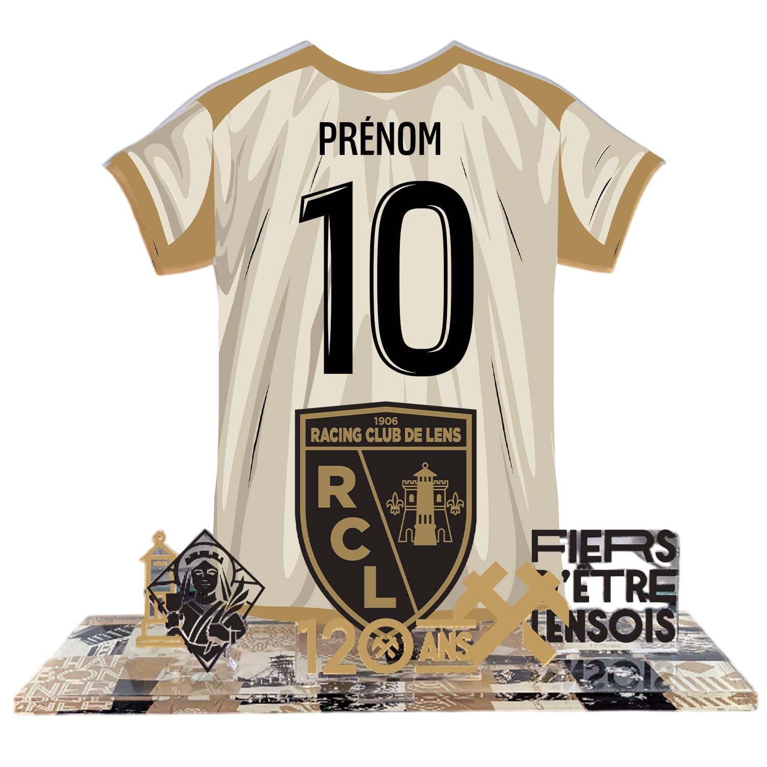 Kit Maillot Personnalisable RC Lens – Nom & Numéro au Choix | Produit sous Licence Officielle – Édition 120 Ans | Cadeau Supporter Sang & Or | Décoration Supporters – Fabriqué en France