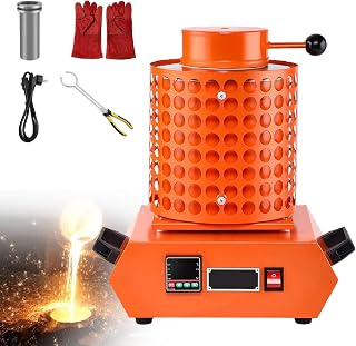 1800W Electric Gold Melting Furnace, Digital Induction Metal Smelting Machine, 1100°C / 2012°F, Metal Casting Kit with Graphite Crucible Orange-1kg