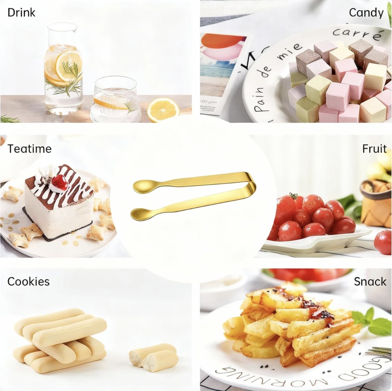 Golden Ice Tongs - Mini Stainless Steel Serving Tongs -5
