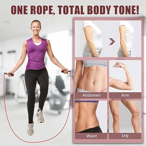 Miniatura 7 de Cuerda de saltar para mujeres y hombres, cuerda de saltar de algodón de longitud ajustable para adultos y niños, equipo de entrenamiento para