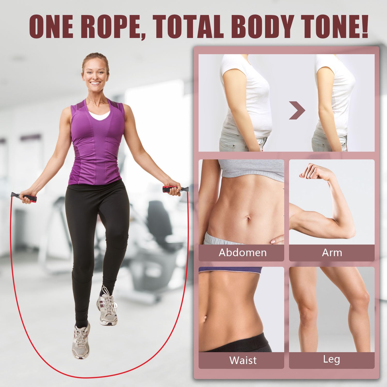 Springseil mit verstellbarer Länge, Baumwollseil, doppeltes Lager, Springseil für Damen, Herren, Kinder, Jumprope, geeignet für Zuhause, Fitnessstudio, Schule, Workout-Ausrüstung für Fitness und