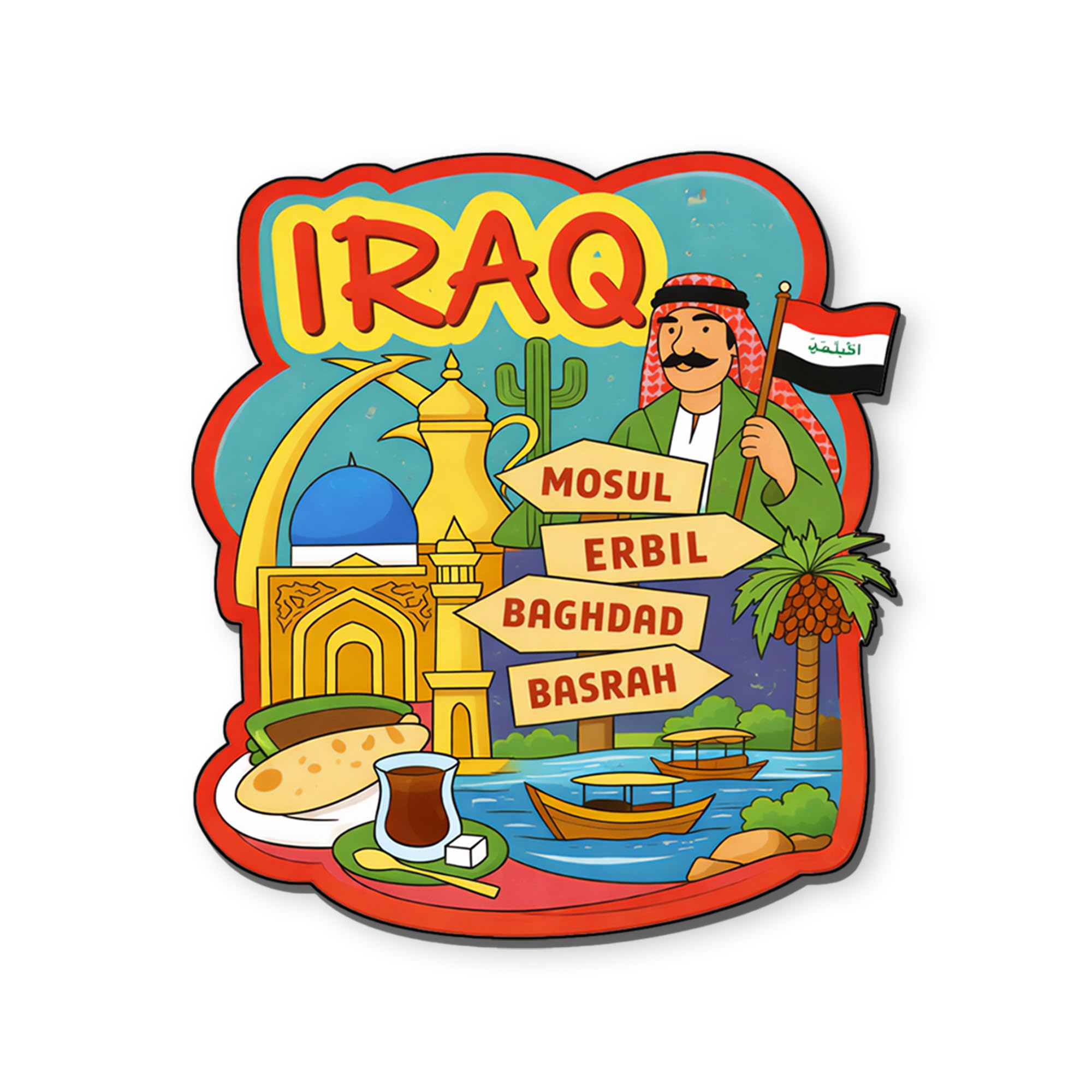 REGALOCASILA Iraq Travel Souvenir Fridge Magnet Baghdad Landmark Design Premium Engineered Wood Laser Cut Strong Magnet Super Glossy Refrigerator Decor Gift for Travelers Souvenir Collectors-image-45