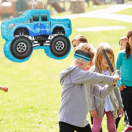 Miniatura 6 de Piñata de camión pequeño, piñata de camión de cumpleaños para niños, piñata de construcción con palo, confeti para niños, suministros de fiesta de