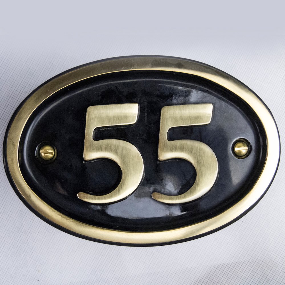 Solid Brass House Number Oval Design (No 55)