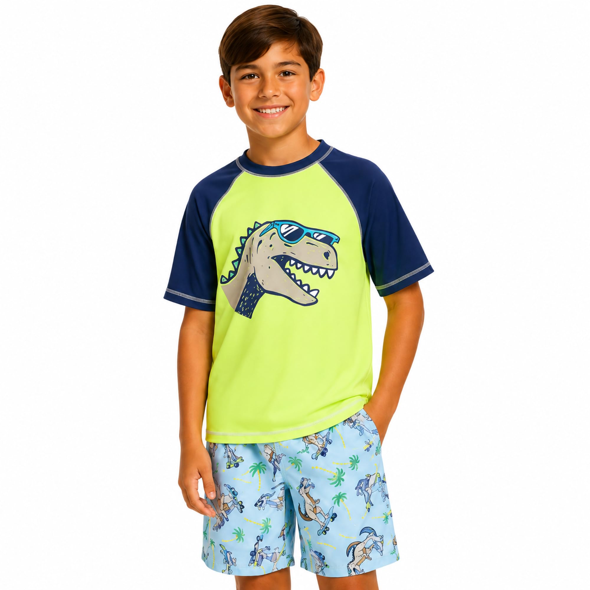 iXtreme Boys 2-Piece Rash Guard Swim Set Short Sleeve Shirt &amp; Trunks