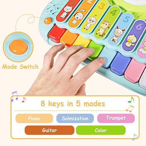 Miniatura 4 de Costzon Juguete musical 3 en 1, xilófono electrónico con tambor de juego, instrumentos de percusión y tambor para niños, teclado de piano educativo,