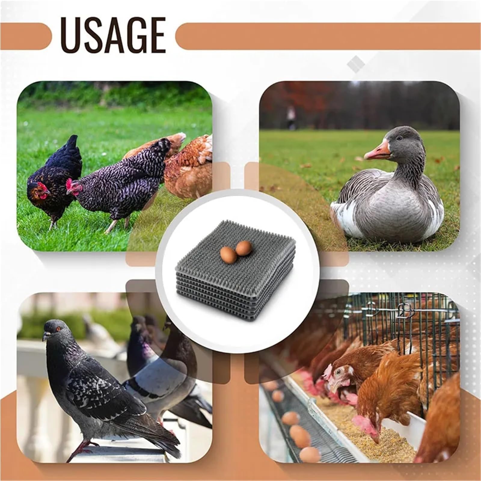 Estera para Nido De Pollo Almohadillas for nidos de gallinas (Paquete 6) | Forros plástico Lavables | Lecho, Cajas Postura(6 Pack)