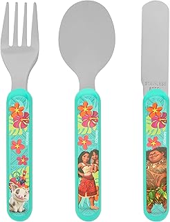 Moana 2 Kids Cutlery Set by Polar Gear | 3pc Childrens Cutlery Set Disney Gifts for Girls & Boys | Moana Gifts Toddler Cutlery Made from Food-Safe Stainless Steel & ABC Plastic