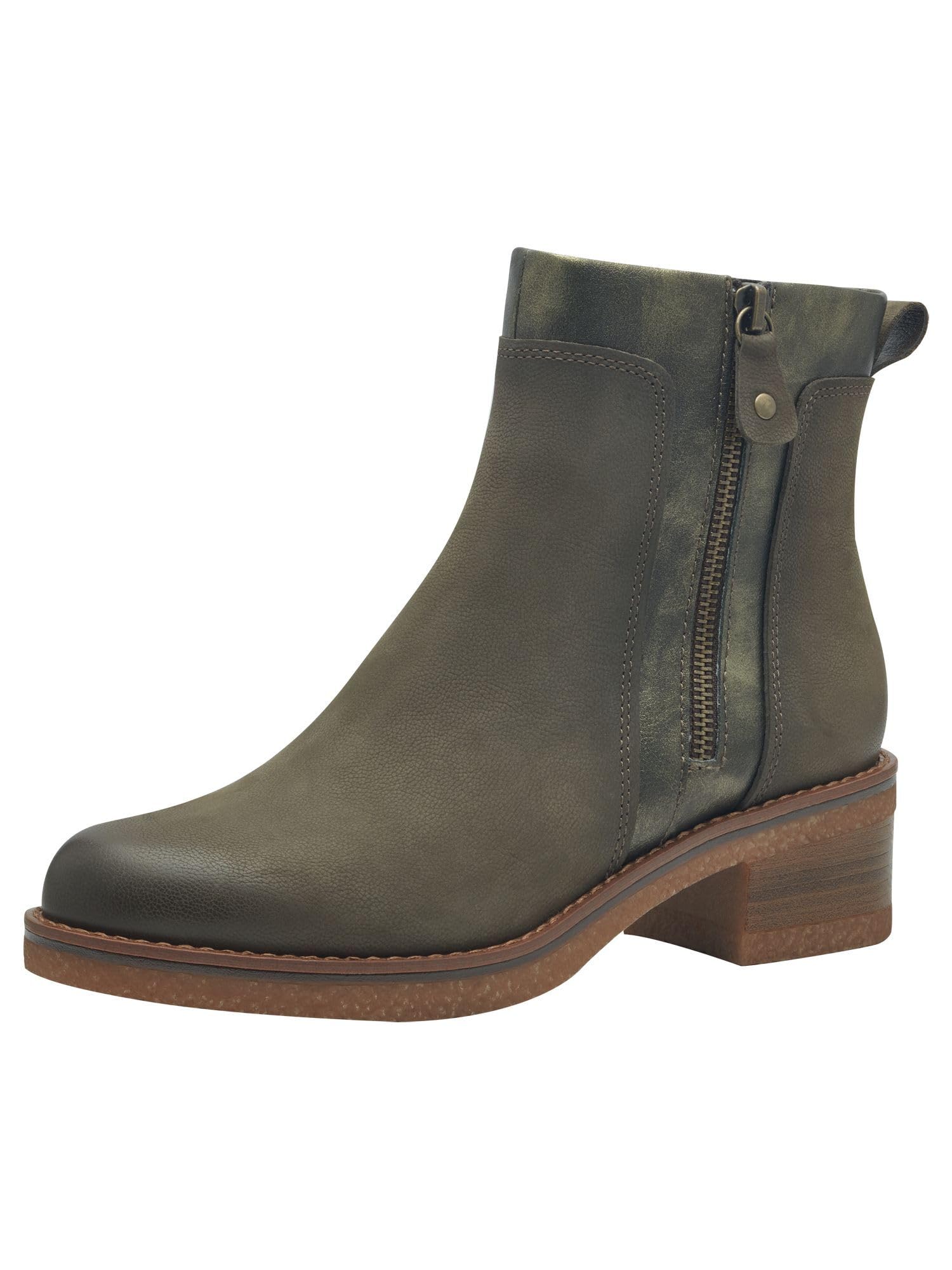 MARCO TOZZI Women's Bootie Zip+Slip 2-25064-43 Fashion Boots, Khaki Comb, 37 EU, Khaki Comb, 5 UK