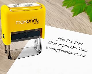 MaxPrint Small Size Self Inking Custom Stamp - 3 Lines of Text - Over 12 Colors to Choose from
