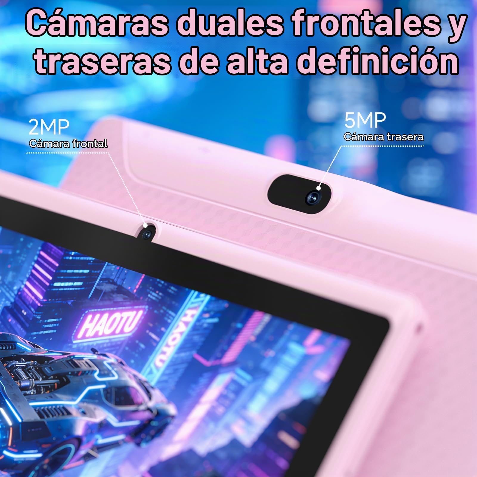 YQSAVIOR Tablet de 7 pulgadas | Android 14 | Tablet con funda protectora | 8GB+32GB+2TB Expandir | Pantalla amigable con los ojos | Cámara dual | WiFi 2.4G+5G | Widevine L1 | Educativo | Juegos | Rosa