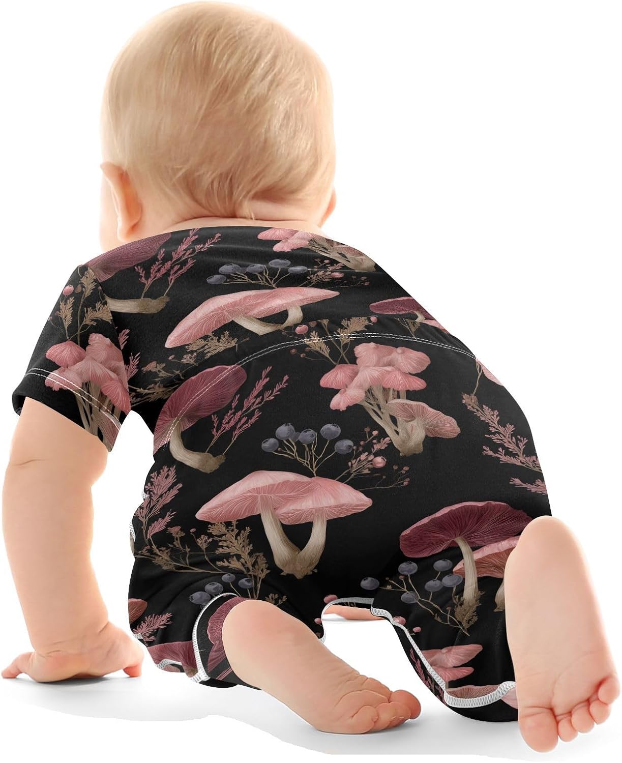 vvfelixl Baby Clothes Pink Mushrooms Baby Bodysuits Set Unisex Short Sleeve Babys Pants Sets 0-3M