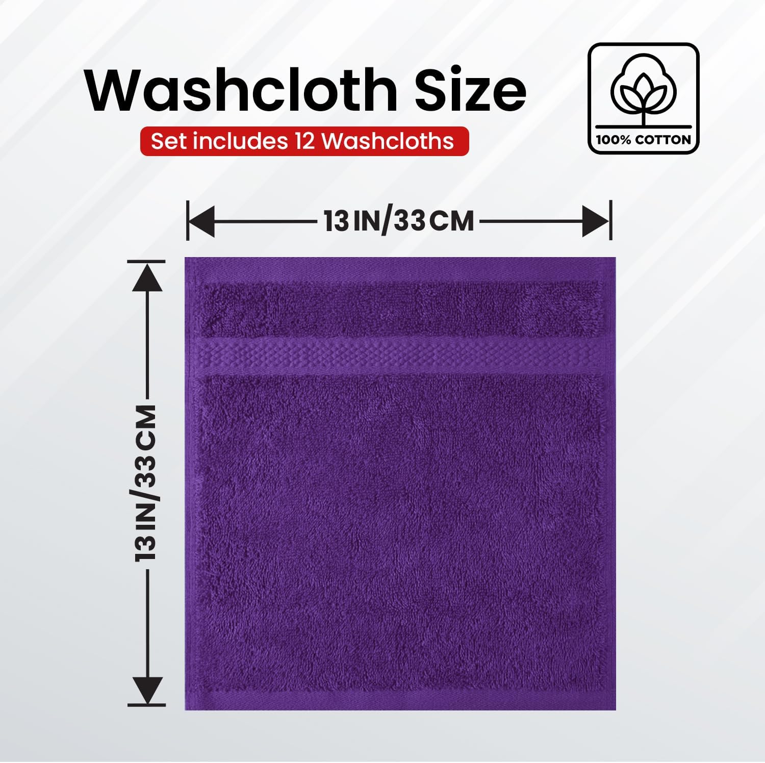 Infinitee Xclusives Luxury Wash Cloths for Showering [13x13] – 100% Cotton Washcloths [Pack of 12], Soft and Absorbent Face Towels for Bathroom Wash Clothes, Gym, and Spa (Profound Purple) - Image 3