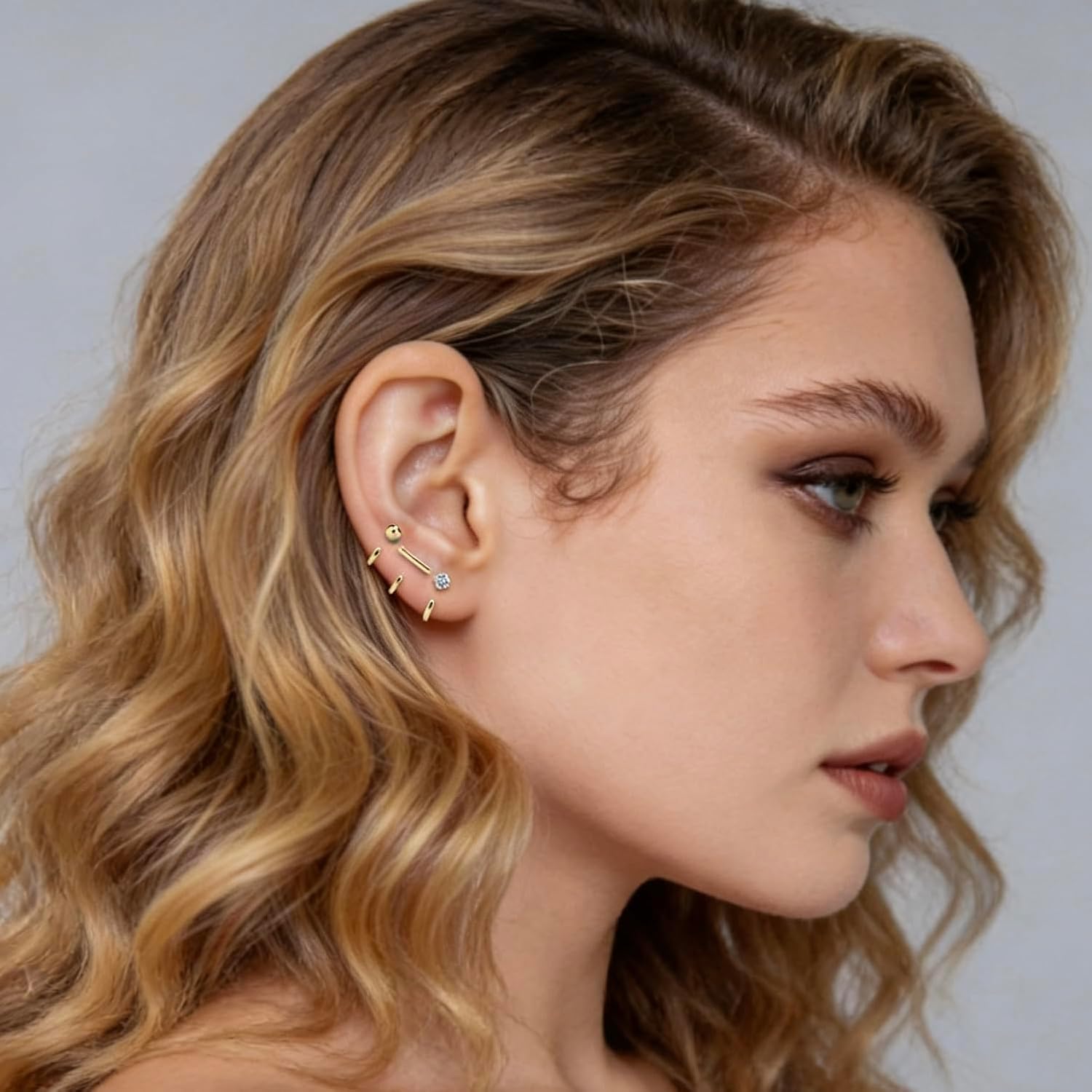 925 Sterling Silver 14K Gold Plated Huggie Half Hoop Earrings — Sleep-Friendly Poke-Free Hypoallergenic Stackable Earring — Comfortable & All Day Wear