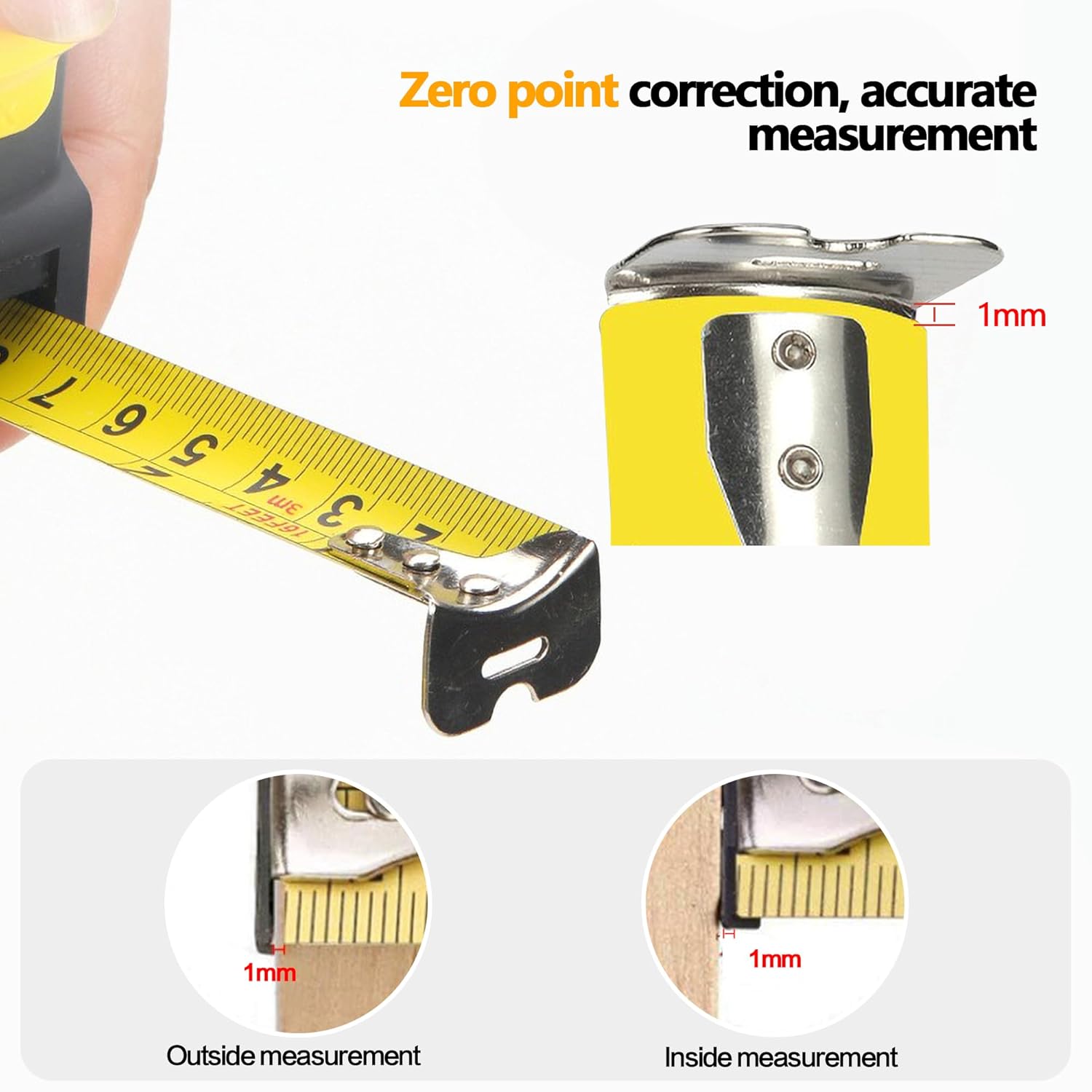 10Ft Tape Measure Retractable, Manual-Locking Blade