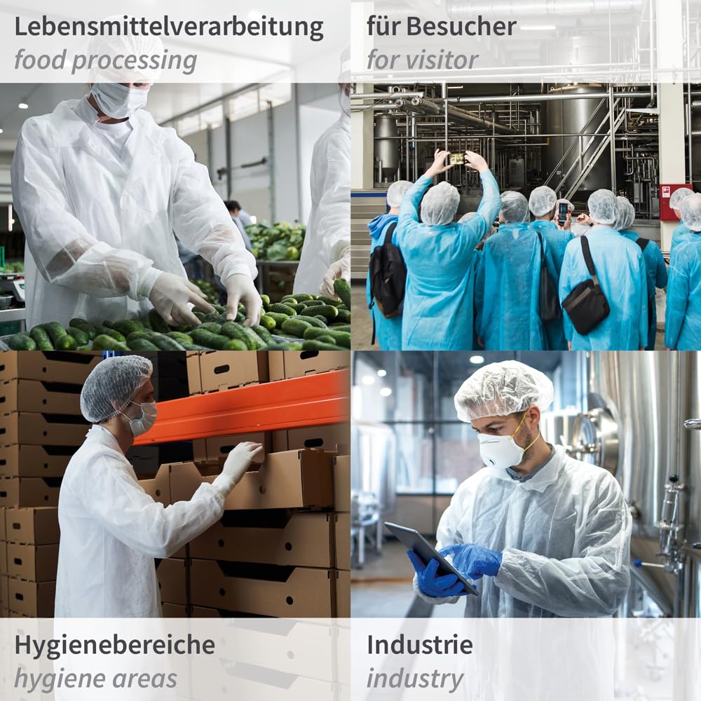 Franz Mensch Hygonorm Besucherkittel Light mit Druckknöpfen, weiß, Gr. XXXL | PP, 100 Stück, Einwegkittel, 110cm x 150cm, Vlieskittel, Krankenkittel Einweg