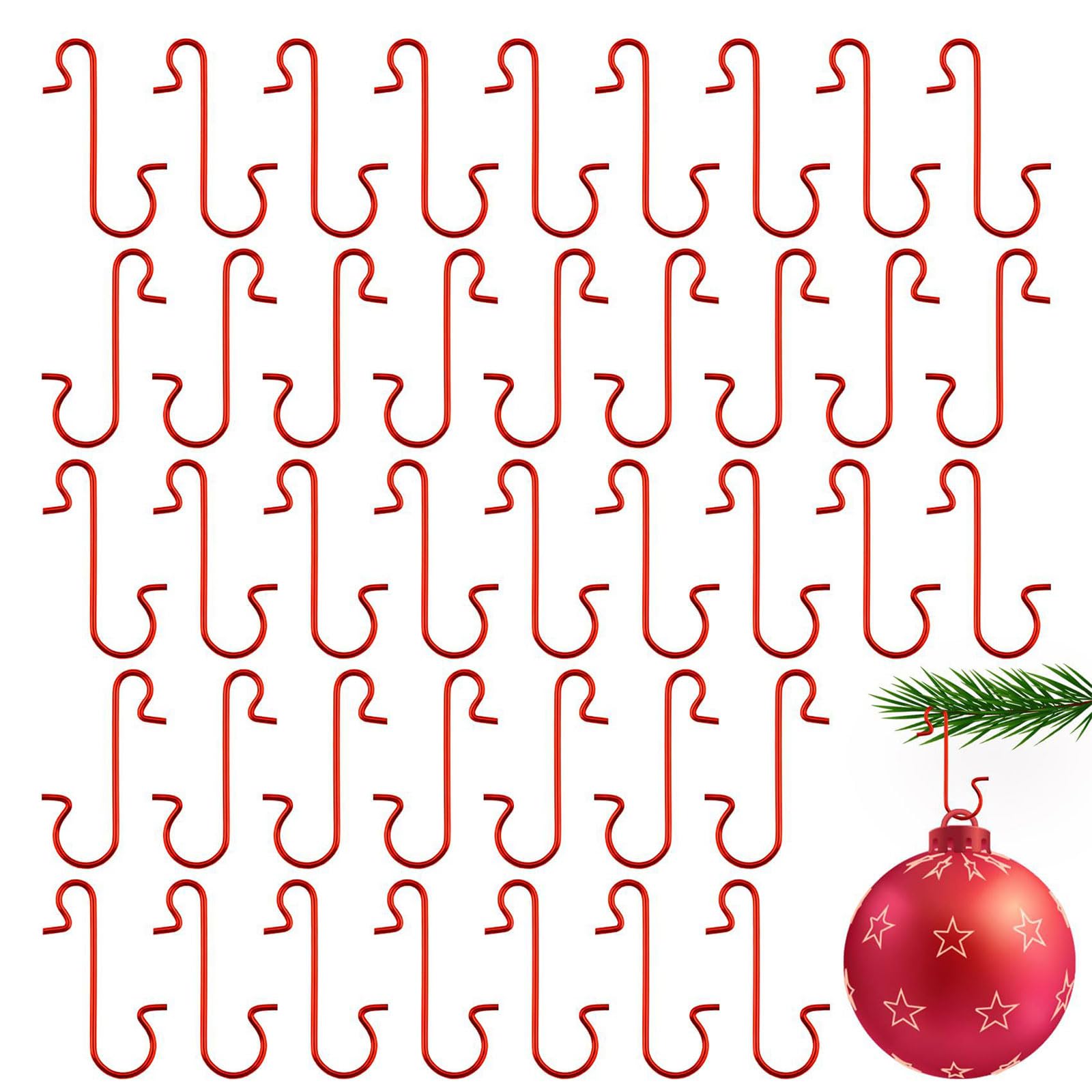 Hsioluted 100pc Ornament Hooks Metal Wire Hook Christmas Ornaments Hangers for Christmas Tree Decoration Home New Year Party Decor S Shaped Hooks for Ornaments