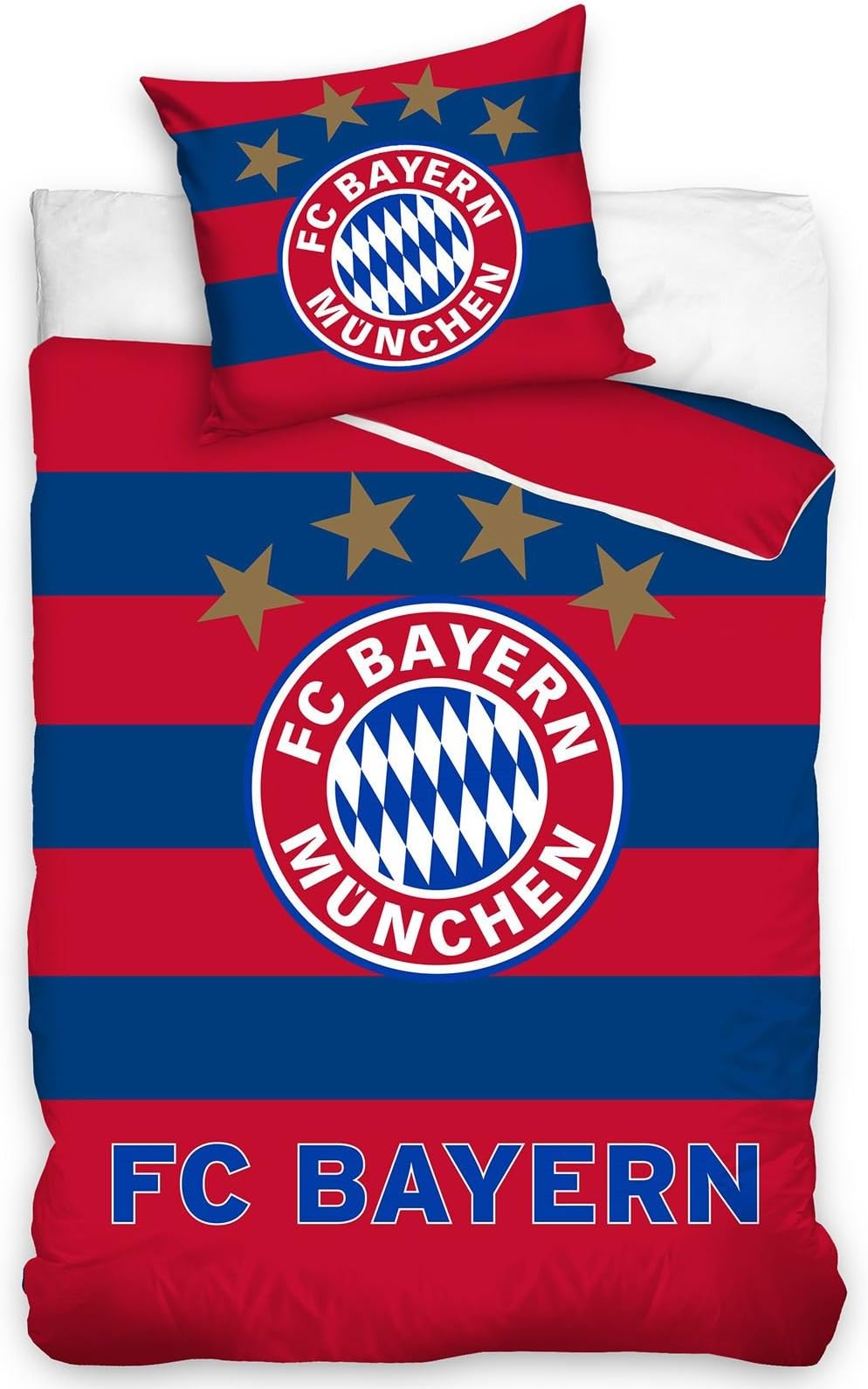 FC Bayern Munich Bed Linen Single Duvet Cover Set Football 160x200 – Red 02 Blue
