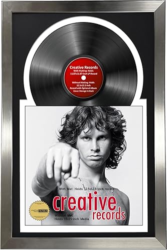 Creative Picture Frames Marco para discos de Jukebox de 16 x 24 pulgadas con acabado de acero inoxidable de 12 pulgadas con doble paspartú blanco y Creative Picture Frames Marco para discos de Jukebox de 16 x 24 pulgadas con acabado de acero inoxidable de 12 pulgadas con doble paspartú blanco y