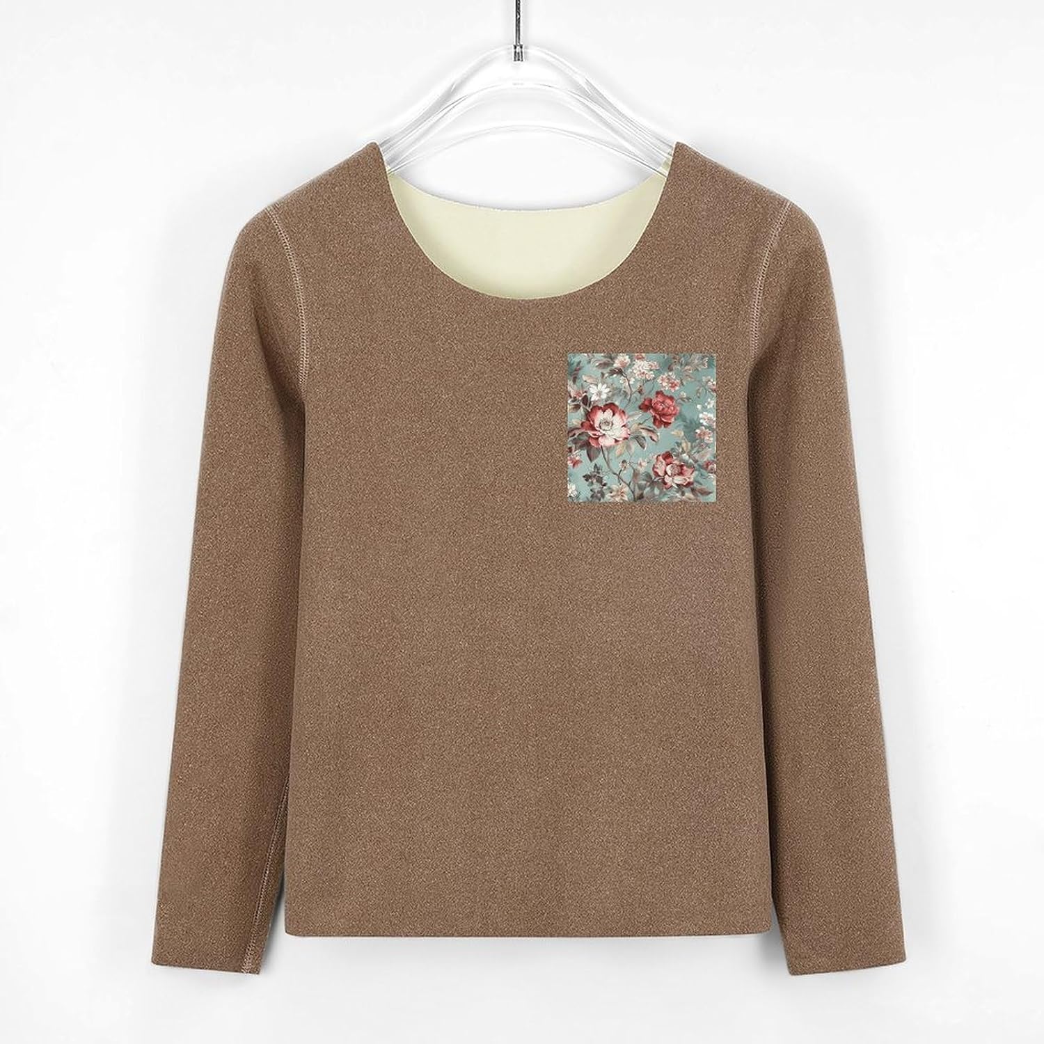 Women's Fleece Lined Thermal Set - Cold Weather Long Johns Ultra-Soft Rustic Floral Pattern Printed Base Layer