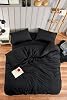 Single Solid Color Duvet Cover Set with Elastic Sheets, Black