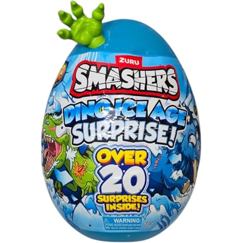 Smashers Dino Ice Age Raptor Series 3 by ZURU Surprise Egg with Over 20 Surprises! - Slime, Dinosaur Toy, Collectibles, Toys for Boys and Kids (Raptor) , Blue
