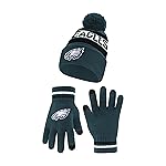 Ultra Game NFL Official Youth Super Soft Winter Beanie Knit Hat with Extra Warm Touch Screen Gloves, Philadelphia Eagles, Team Color 1, 1SIZE