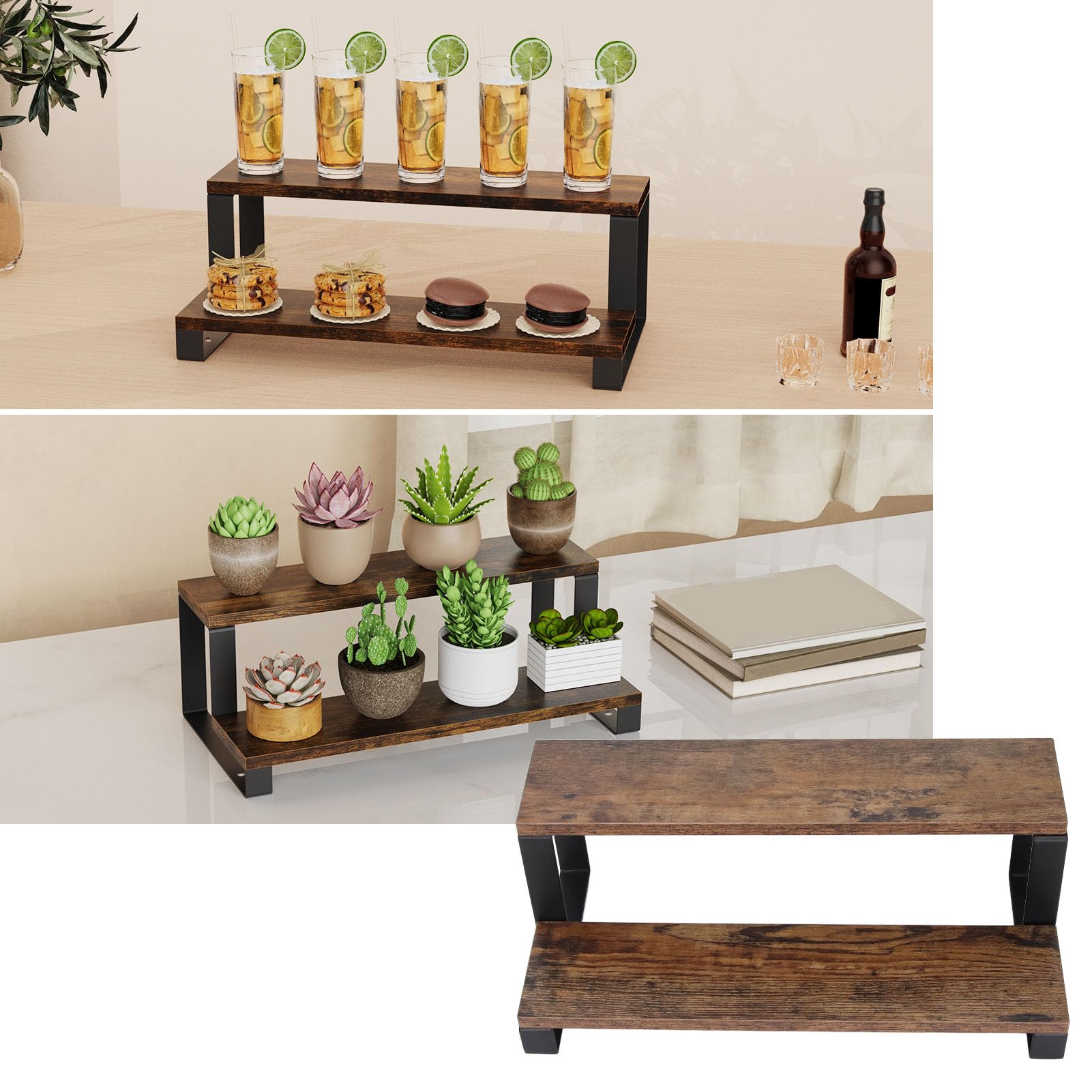 Organizador de Perfumes de Madera con Gradas, Estante de Exhibición Que Ahorra Espacio para Decoración del Hogar y el Baño