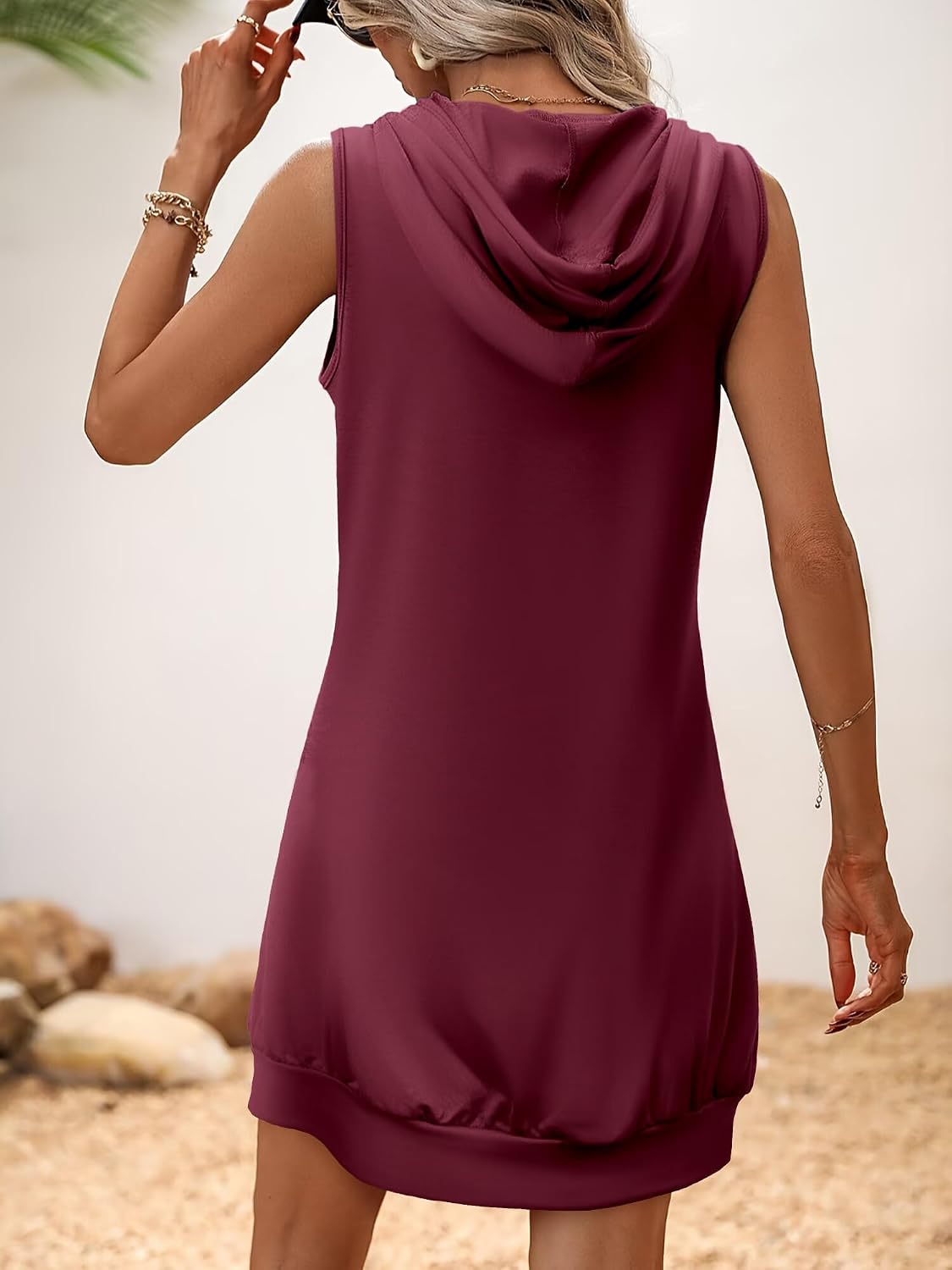 Women’s Sleeveless Hoodie Dress Black Casual Streetwear Tank Style Outfit for Summer Daily Travel