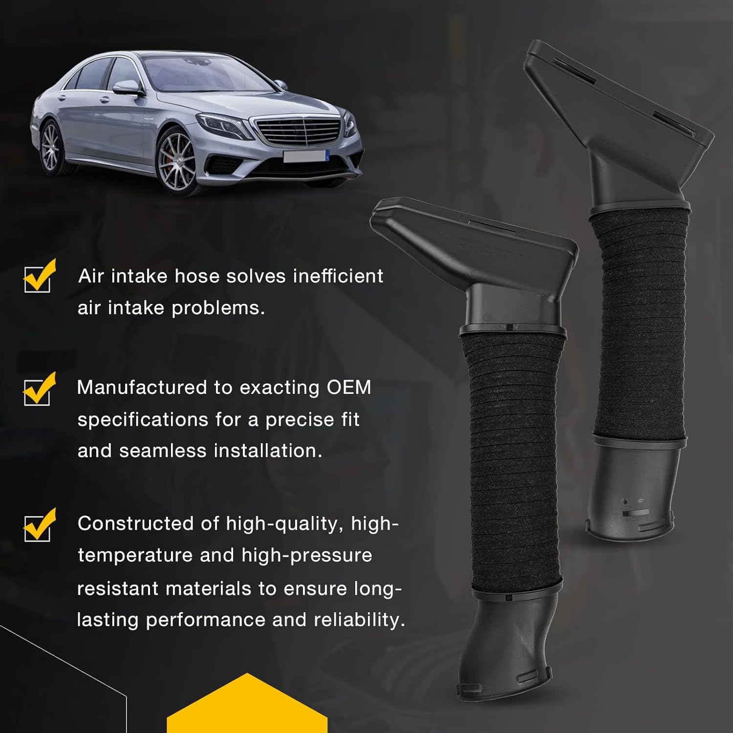 2780904982 2780905082 Air Intake Inlet Duct Hose Left and Right compatible with Mercedes-Benz S500 4Matic Base 4.6L 4.7L V8 Gas 2014-2017, S63 AMG 5.5L V8 Gas 2015-2017 Air Cleaner Intake Hose
