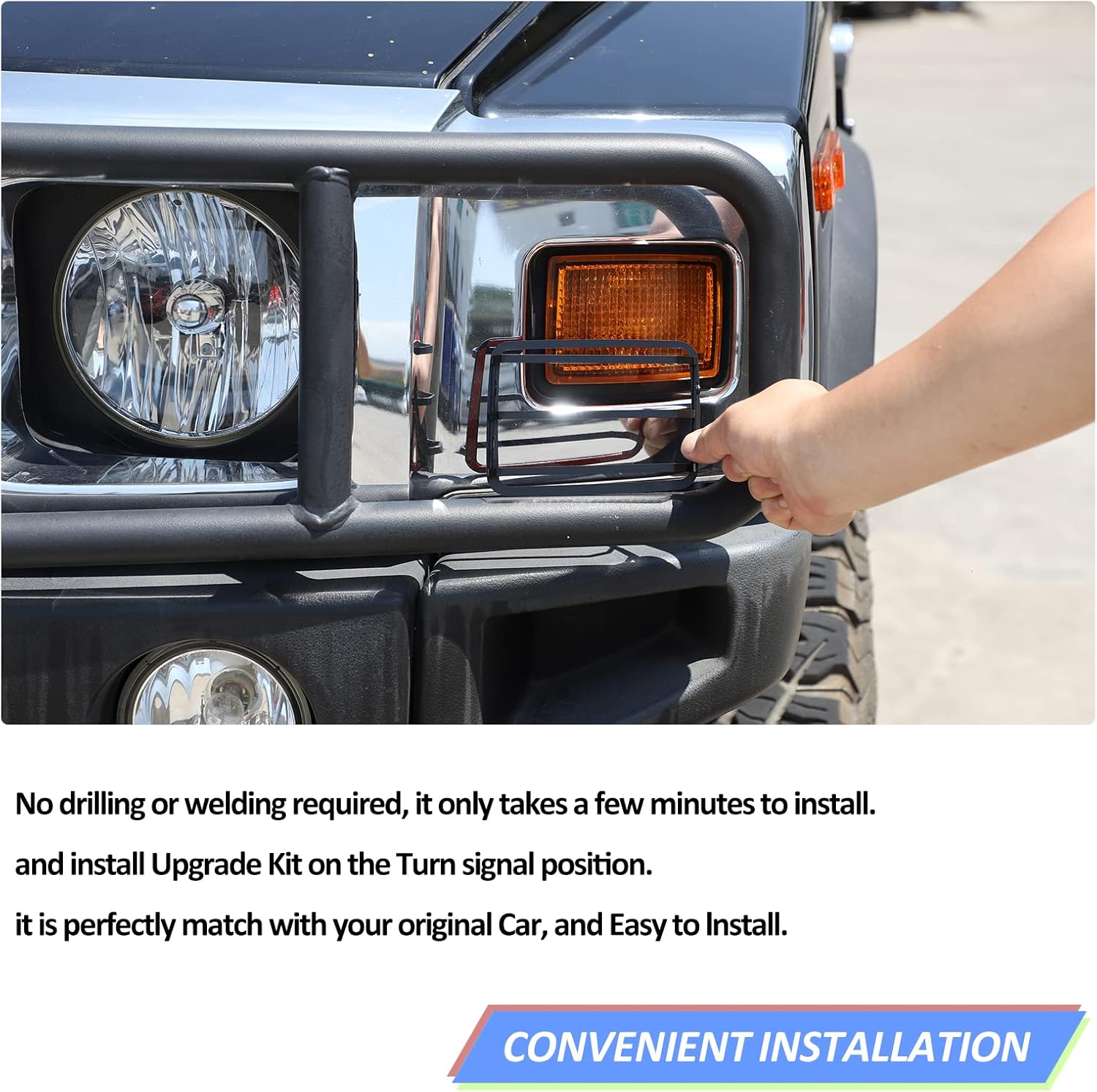 Carbon Steel Front Turn Signal Lamp Guard,Front Lamp Guard Cover Fit for Hummer H2 2003-2009