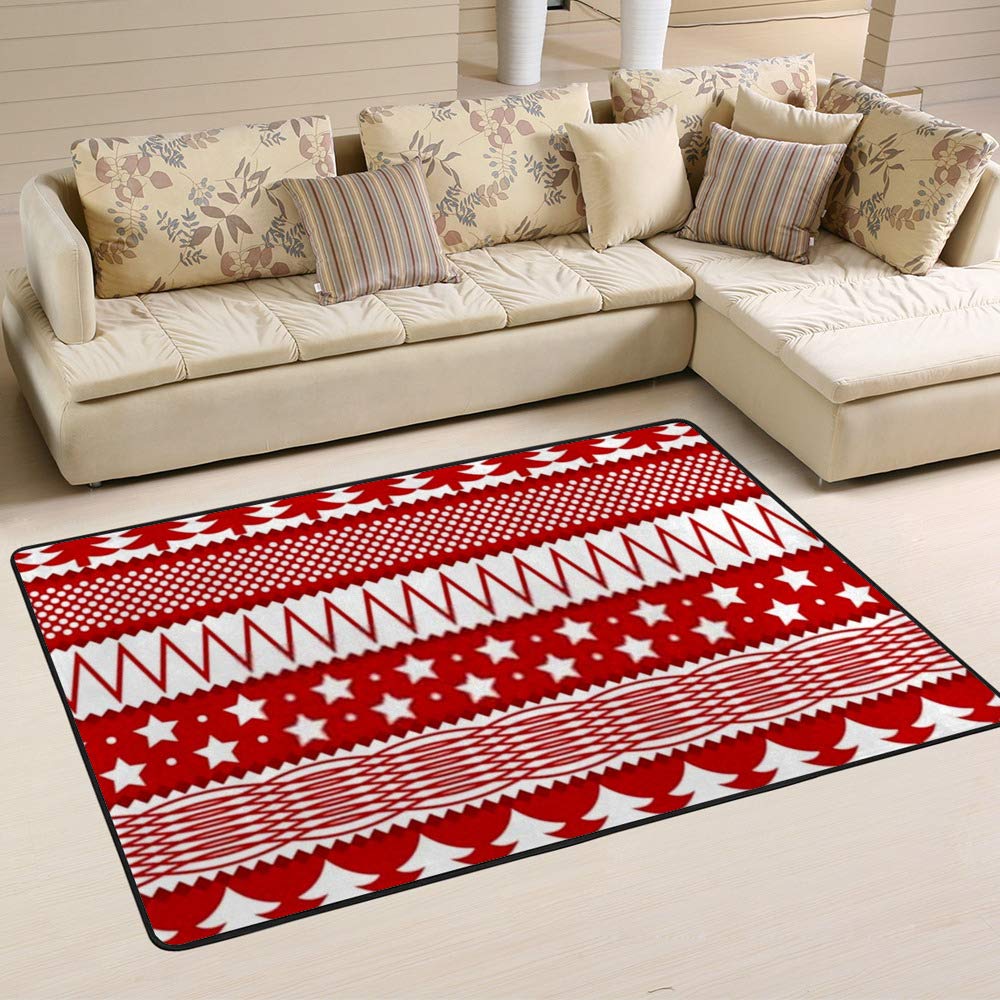 Tapis de Noël rayures rouges grand modèle 80x58 inch en textile doux