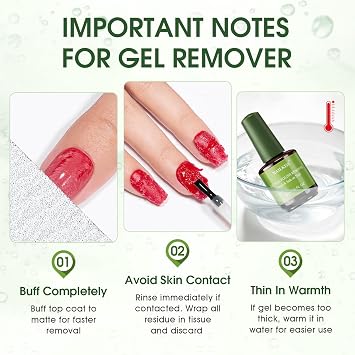 15ML Gel Nail Polish Remover, Professional Gel Polish Remover for Nails, Quick & Easy Polish Remover In 2-5 Minutes, No Need for Foil Soaking Or Wrapping