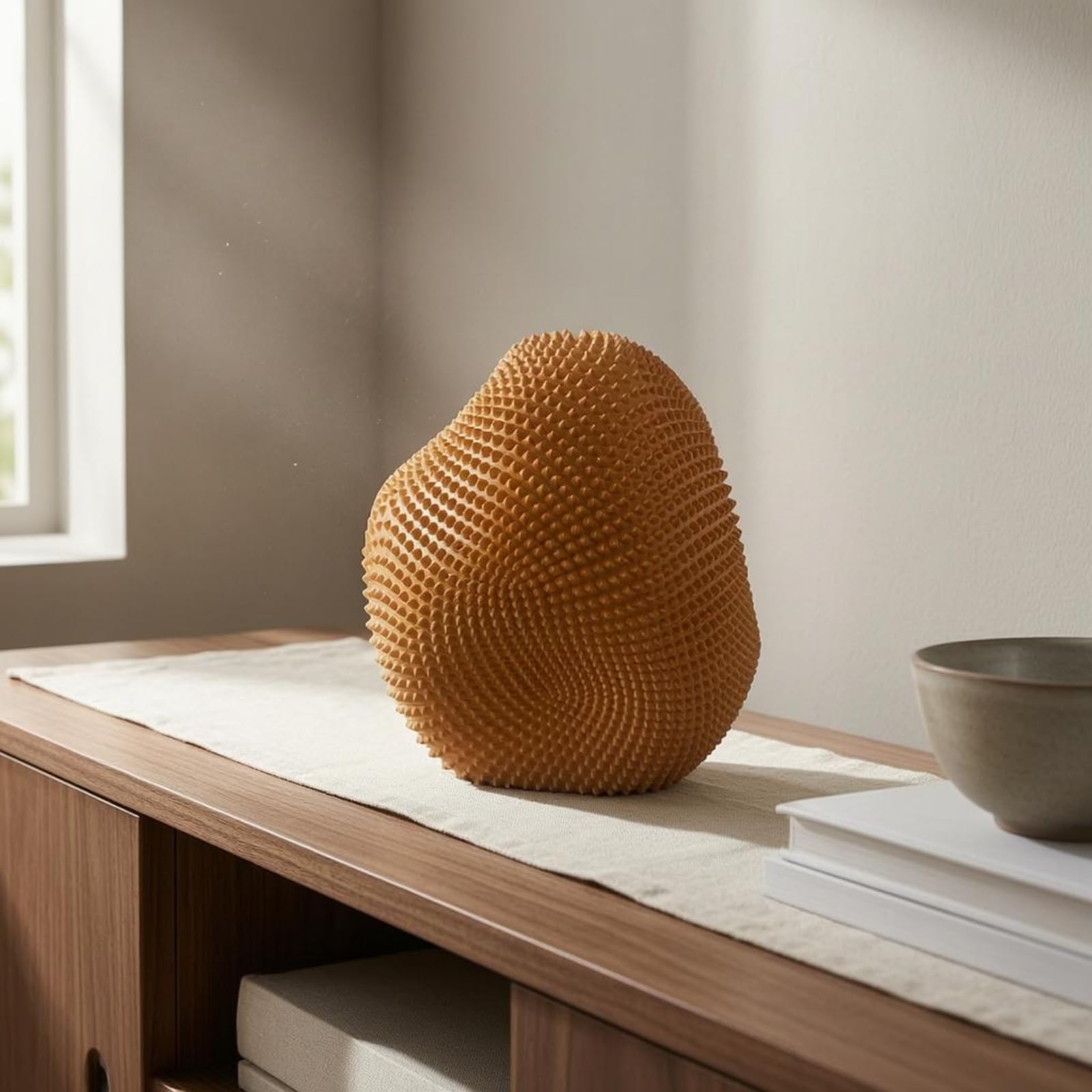 rockible Escultura de Resina Pieza Escultura Decoración con Forma Redondeada y Detalle Escultórico Que Atrae Miradas Adecuada para Repisas Vitrinas Espacios de Trabajo, Marrón Café